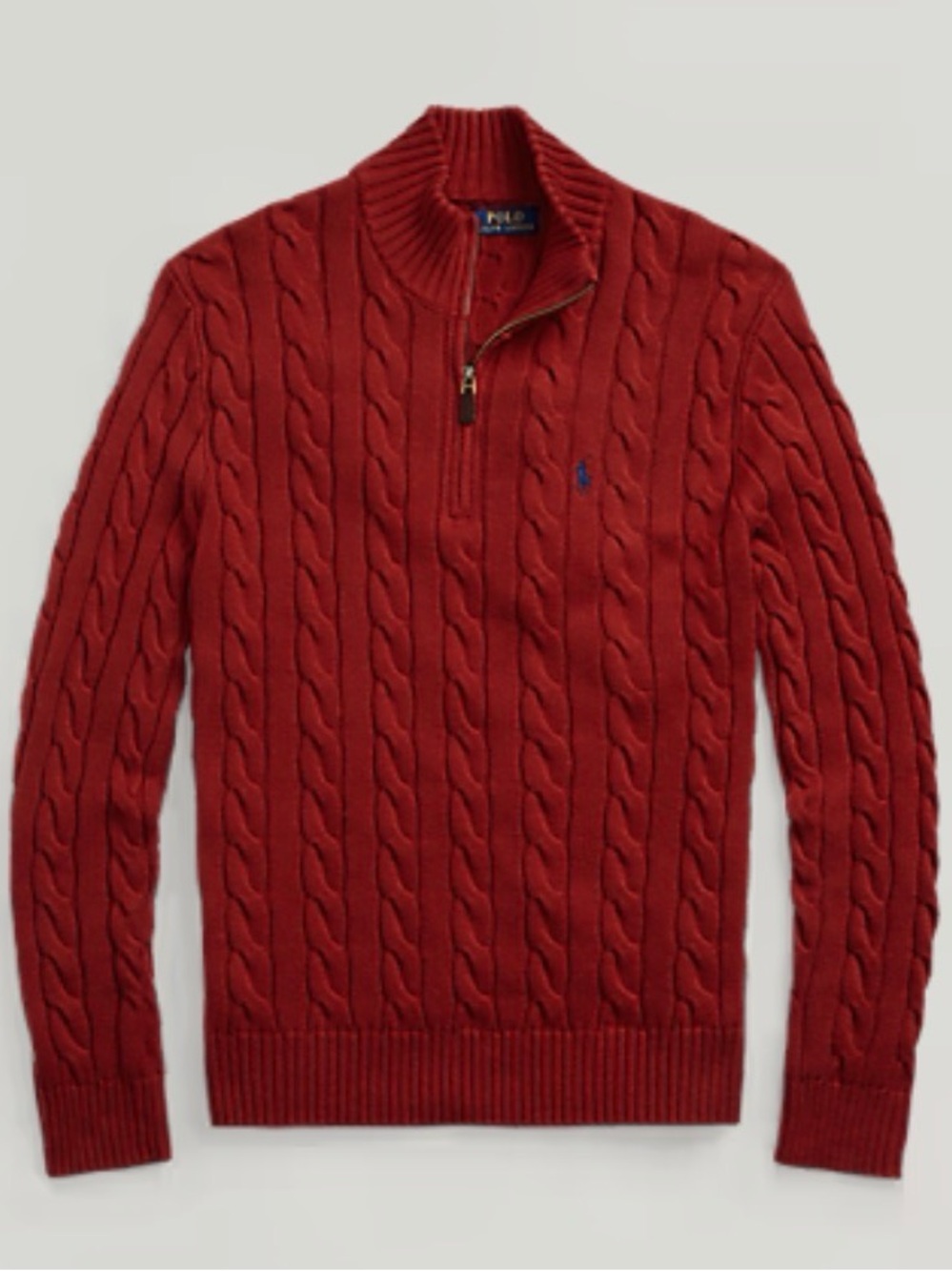 Ralph Lauren Cotton Cable Knit Sweater Quarter Zip Sz XL